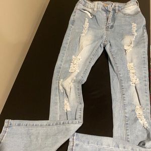 ripped/skinny blue jeans